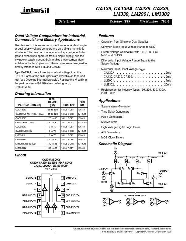 LM2901 Intersil Corporation