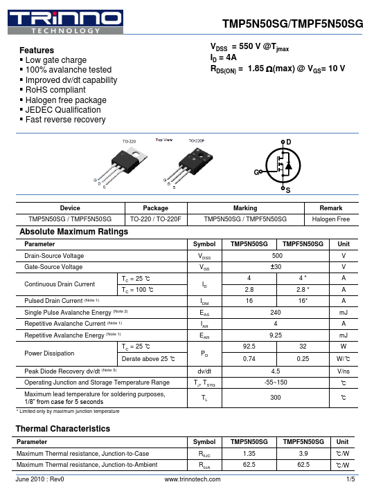 TMPF5N50SG TRinno