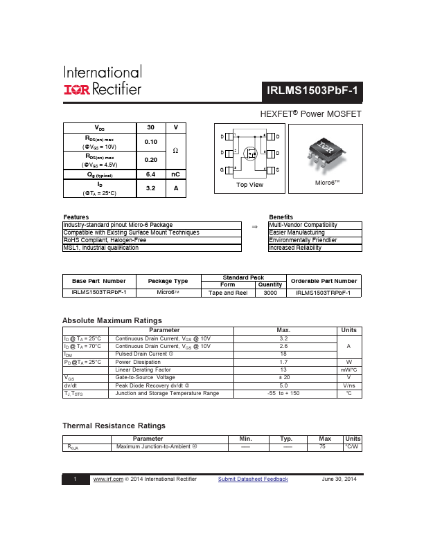 IRLMS1503PBF-1 International Rectifier