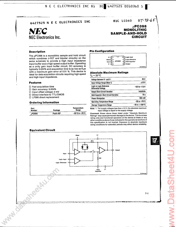 UPC398 NEC Electronics