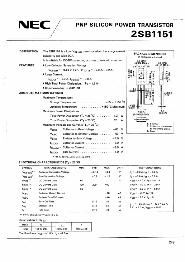 <?=2SB1151?> डेटा पत्रक पीडीएफ