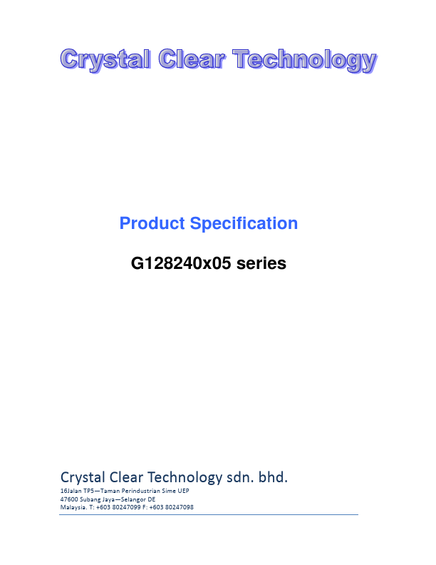 G128240W05 CRYSTAL CLEAR TECHNOLOGY