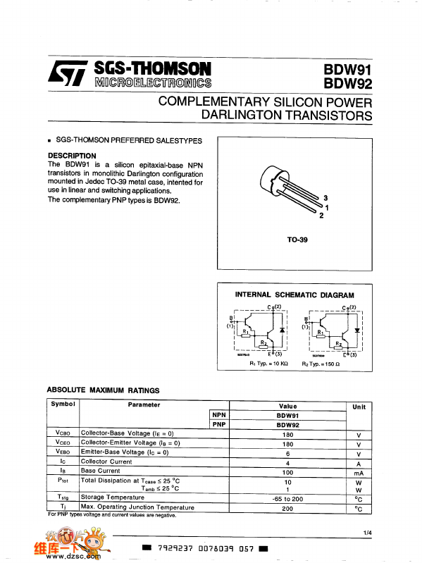 BDW92 STMicroelectronics