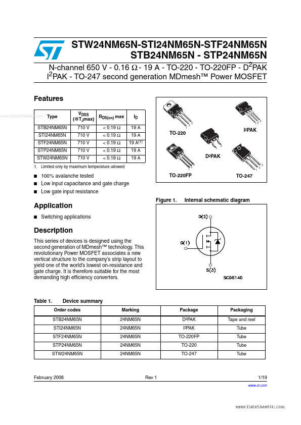 <?=STB24NM65N?> डेटा पत्रक पीडीएफ