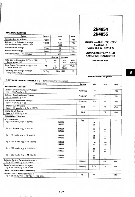 <?=2N4854?> डेटा पत्रक पीडीएफ