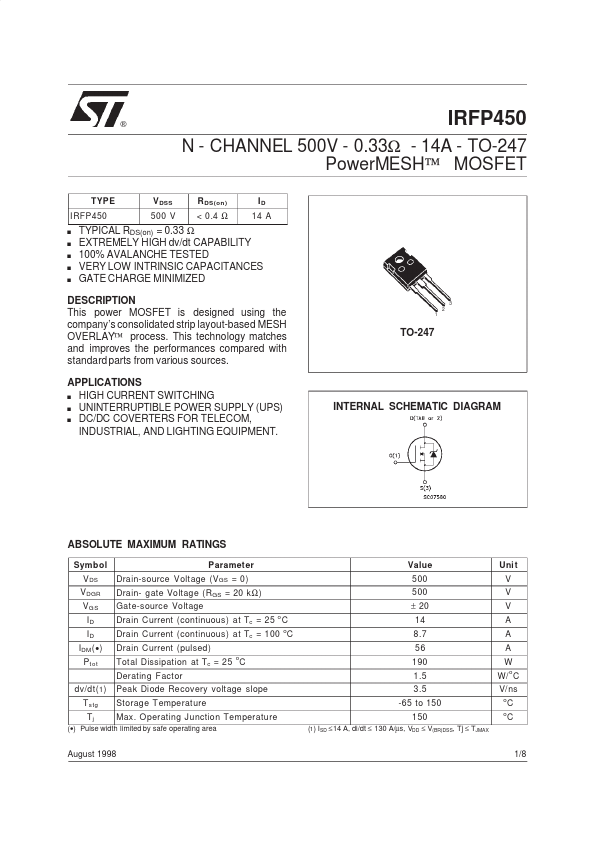 IRFP453 ST Microelectronics