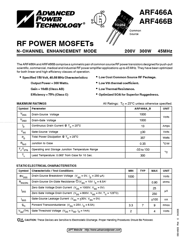 ARF466A Advanced Power Technology