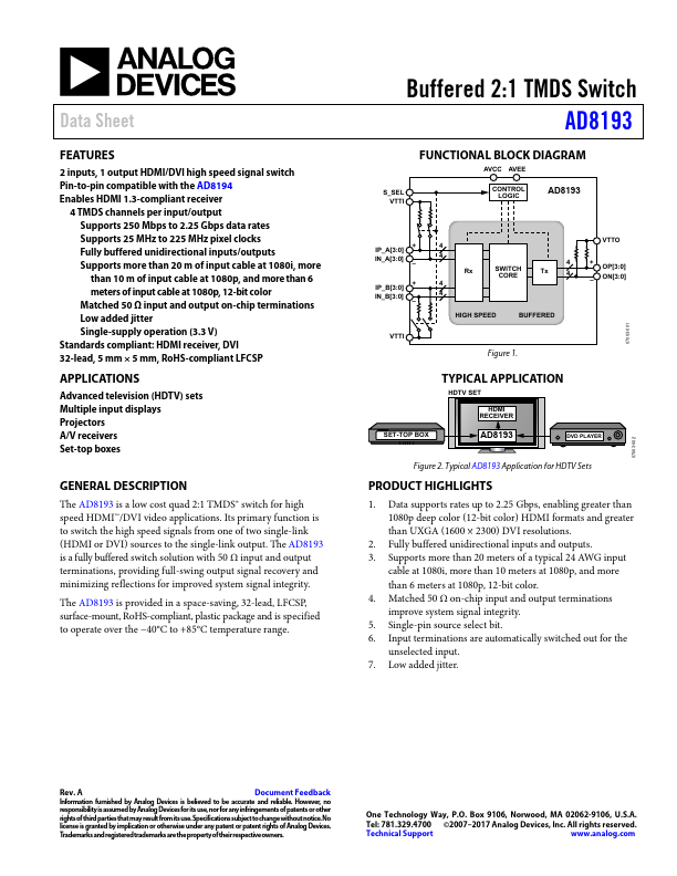 <?=AD8193?> डेटा पत्रक पीडीएफ