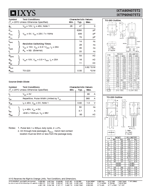 IXTA90N075T2