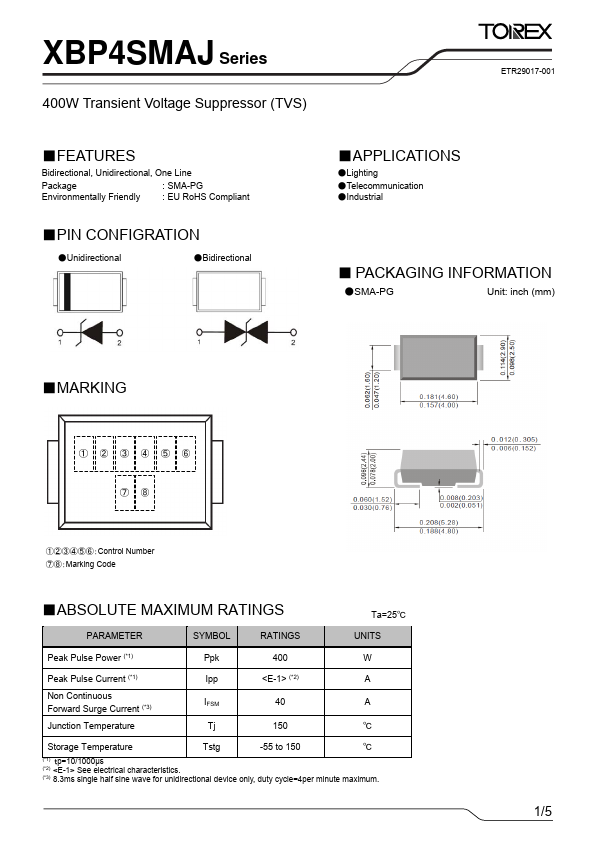 XBP4SMAJ015C-G