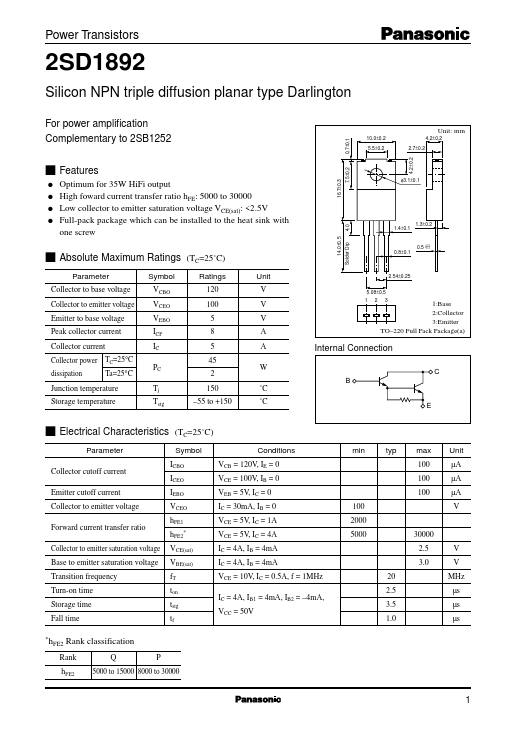 2SD1892 Panasonic Semiconductor