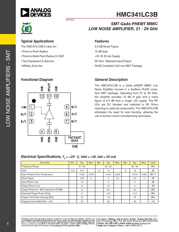 HMC341LC3B Analog Devices