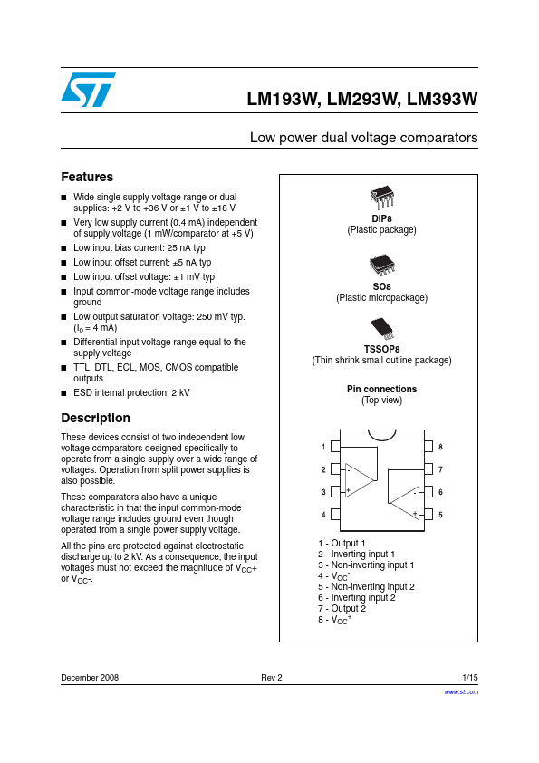 LM293W STMicroelectronics