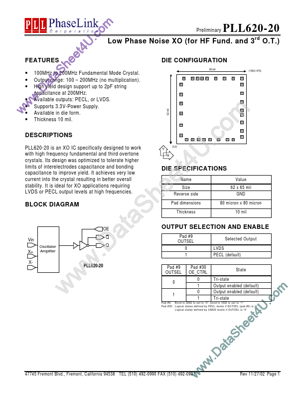 <?=PLL620-20?> डेटा पत्रक पीडीएफ