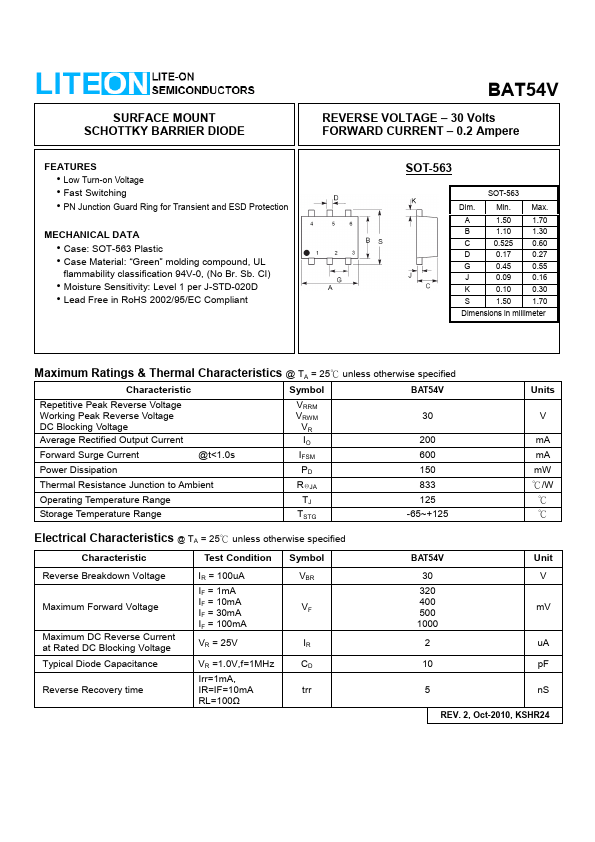 BAT54V LITS-ON