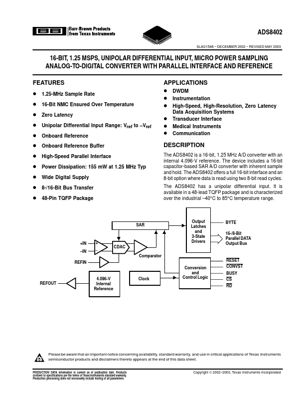 ADS8402 Burr-Brown Corporation