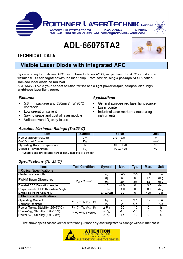 ADL-65075TA2 Roithner