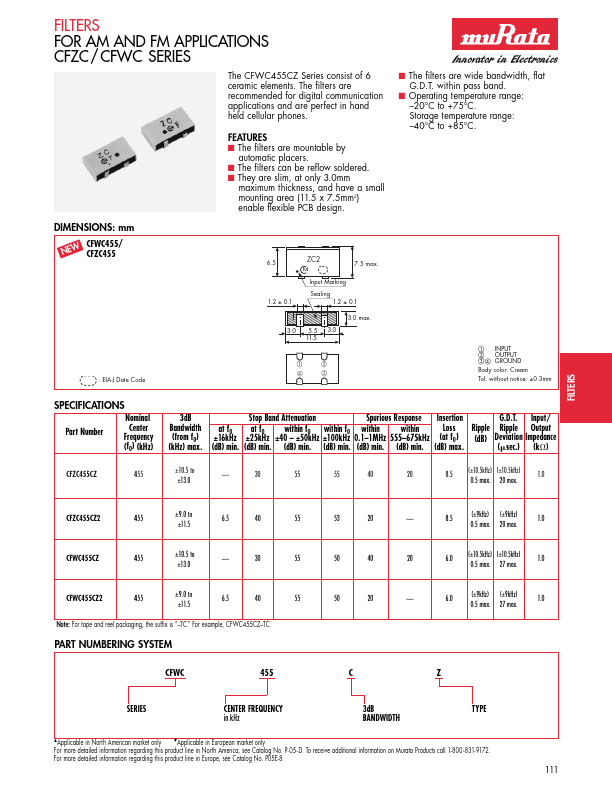 CFWC455CZ2 Murata Electronics