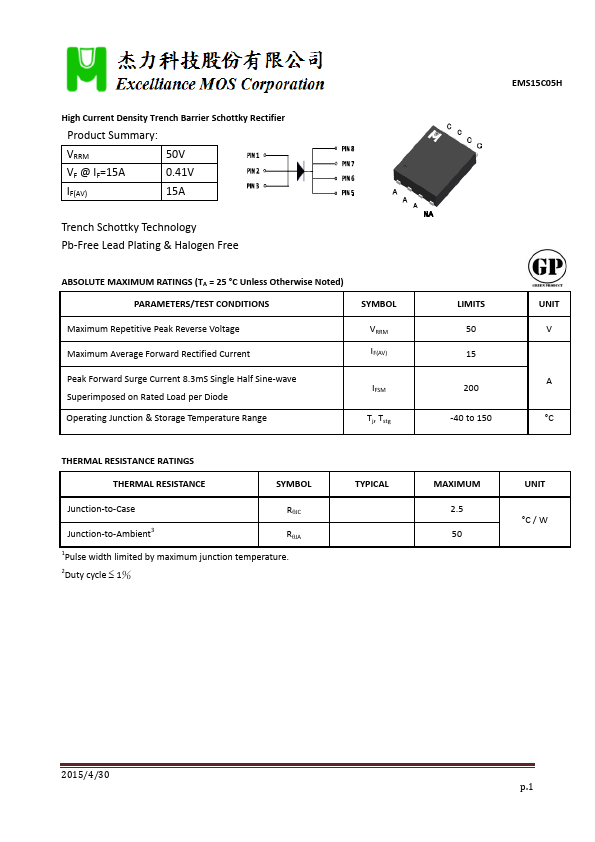 EMS15C05H Excelliance MOS