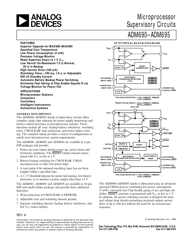 <?=ADM693?> डेटा पत्रक पीडीएफ