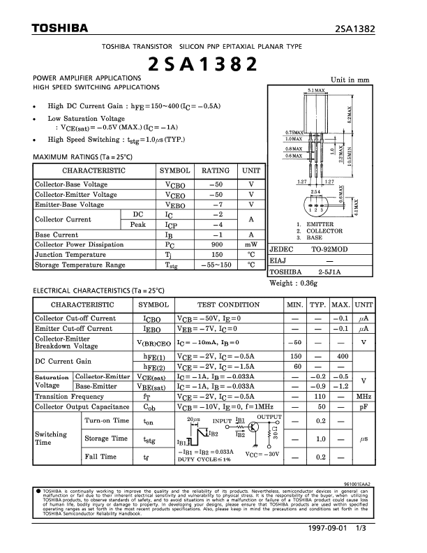 2SA1382 Toshiba Semiconductor