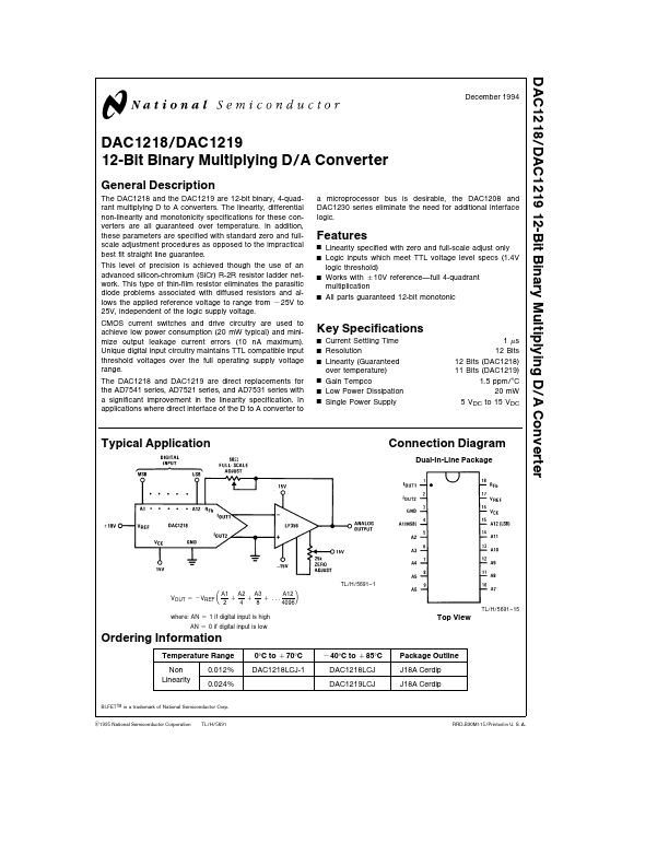 DAC1218 National Semiconductor