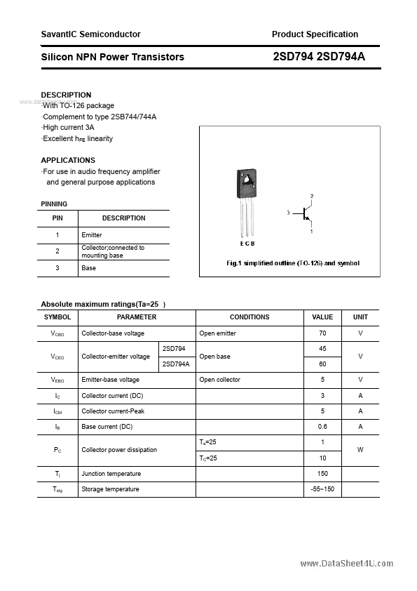 <?=2SD794?> डेटा पत्रक पीडीएफ