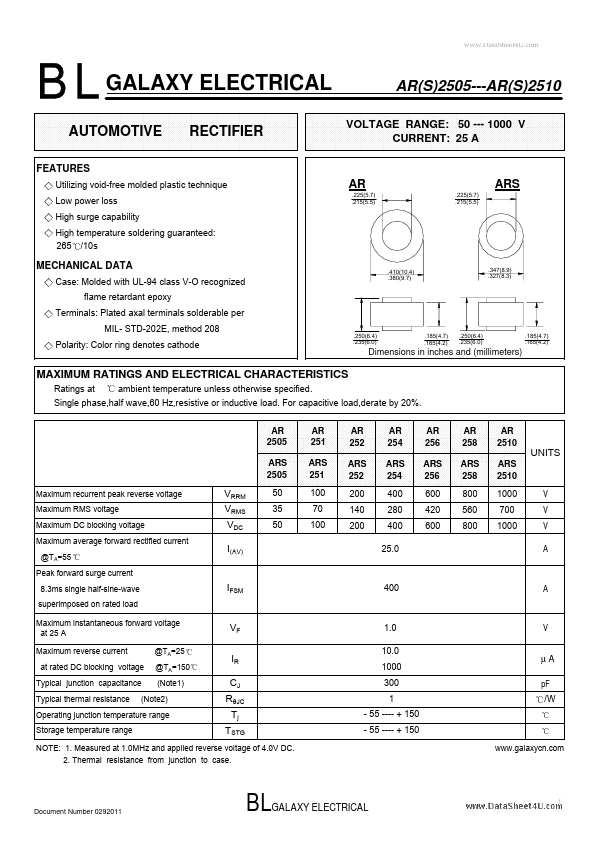 <?=ARS2510?> डेटा पत्रक पीडीएफ