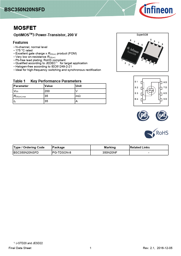 <?=BSC350N20NSFD?> डेटा पत्रक पीडीएफ