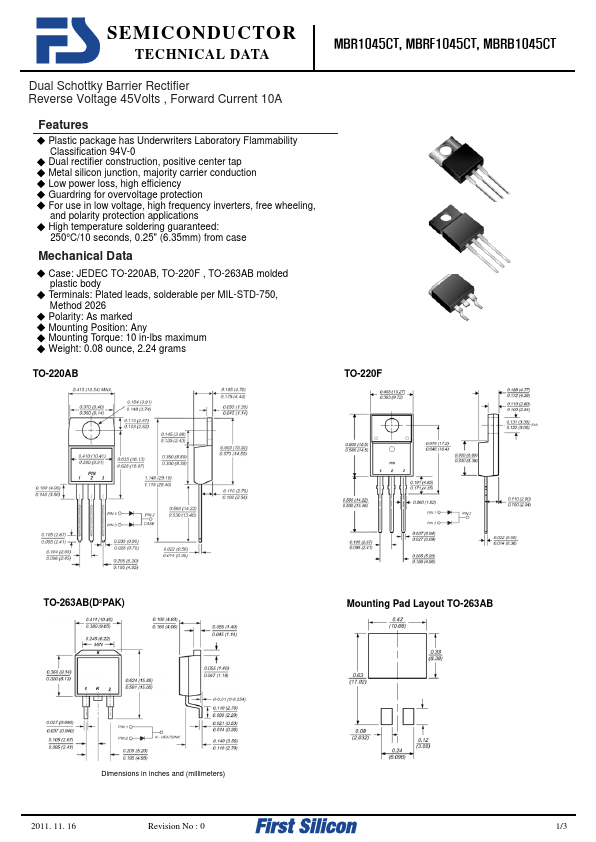 MBRF1045CT First Silicon