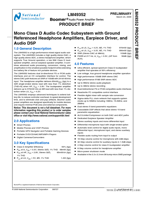 LM49352 National Semiconductor Corporation