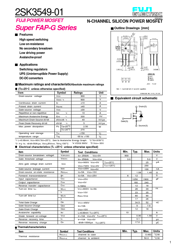 2SK3549-01 Fuji Electric