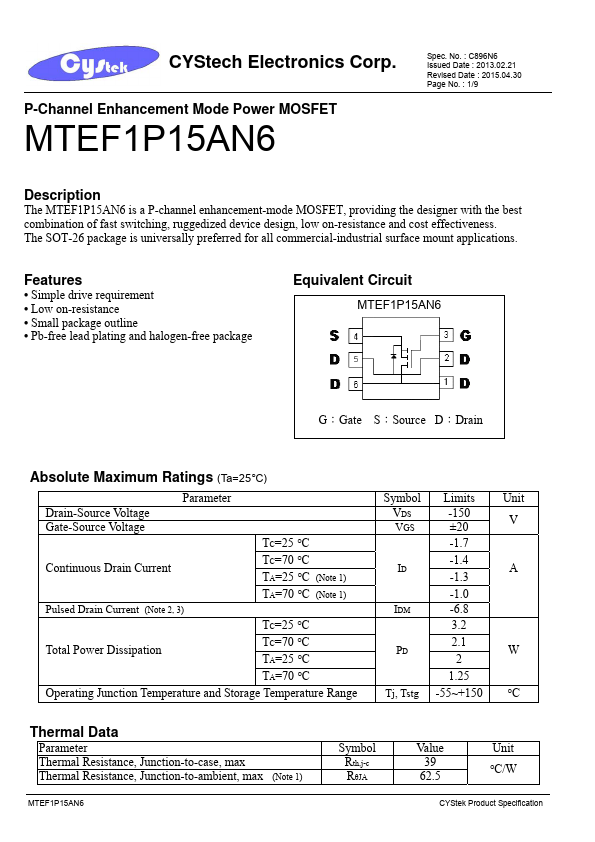 <?=MTEF1P15AN6?> डेटा पत्रक पीडीएफ