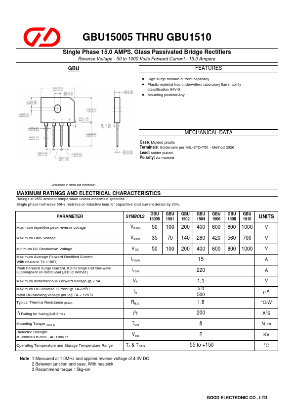 GBU1510 GOOD ELECTRONIC