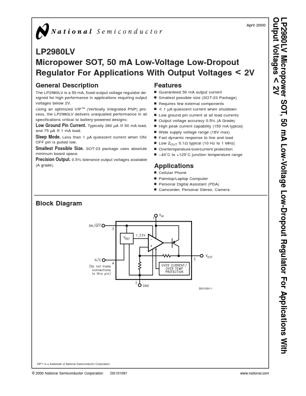 LP2980LV National Semiconductor