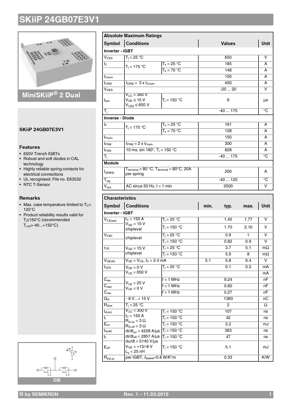 <?=SKiiP24GB07E3V1?> डेटा पत्रक पीडीएफ