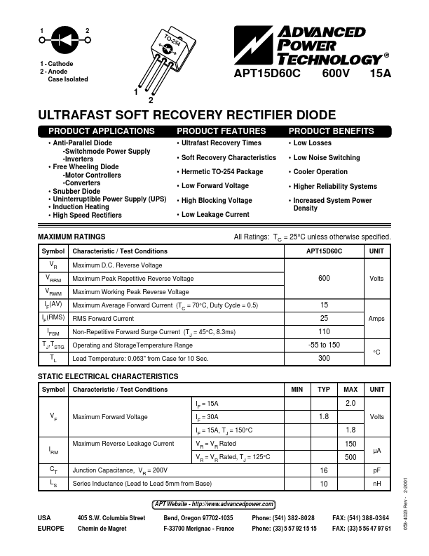 <?=APT15D60C?> डेटा पत्रक पीडीएफ