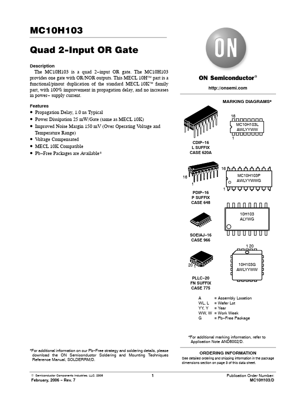 MC10H103 ON Semiconductor