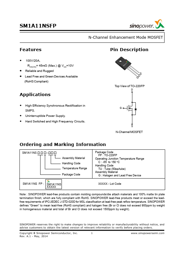 SM1A11NSFP Sinopower