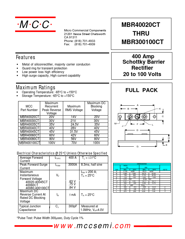 MBR40040CT Micro Commercial Components