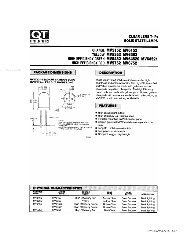 MV5452 QT Optoelectronics