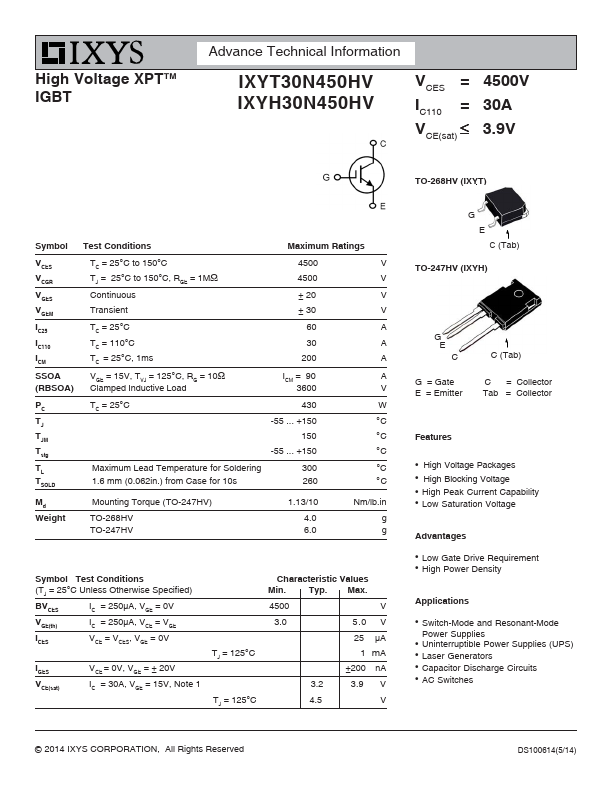 IXYH30N450HV