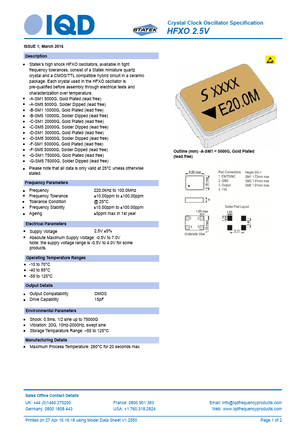 <?=HFXO2.5V?> डेटा पत्रक पीडीएफ