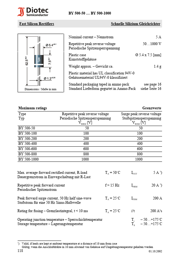 BY500-1000 Diotec Semiconductor