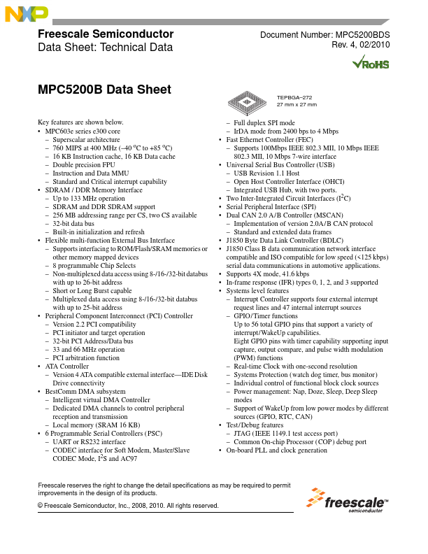 <?=MPC5200B?> डेटा पत्रक पीडीएफ