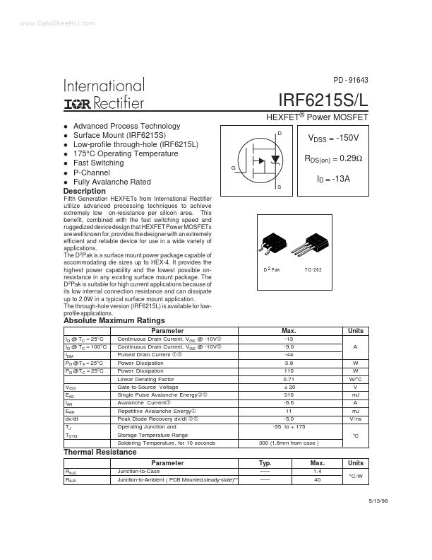 IRF6215S International Rectifier