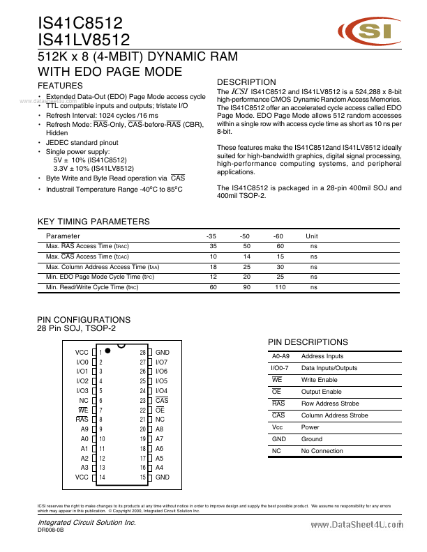 IS41C8512 Integrated Circuit Solution