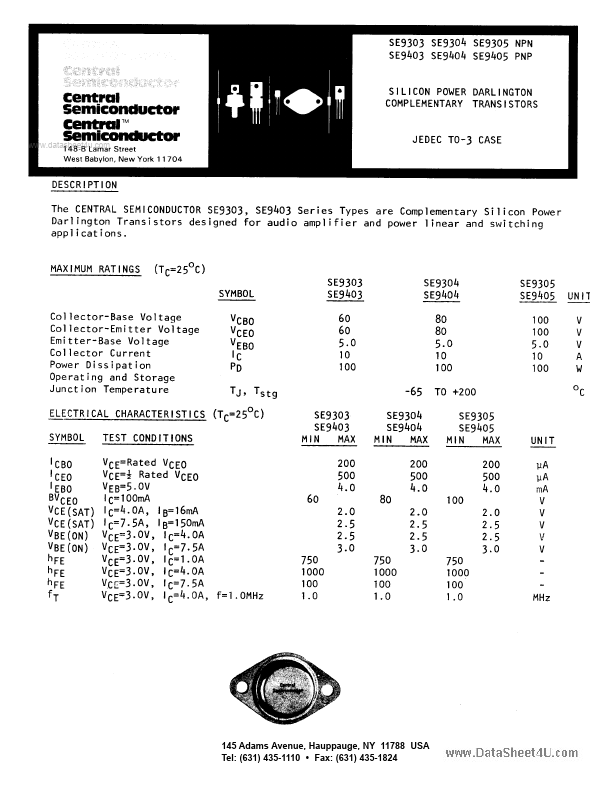 SE9303 Central Semiconductor