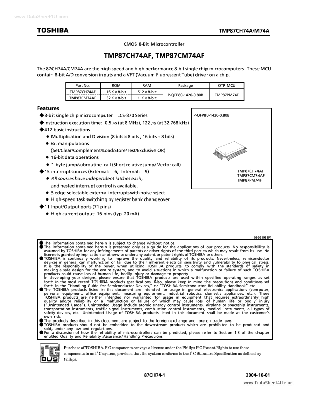 TMP87CM74AF