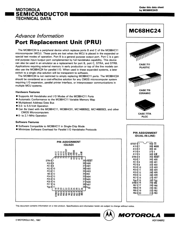 MC68HC24 Motorola Semiconductor